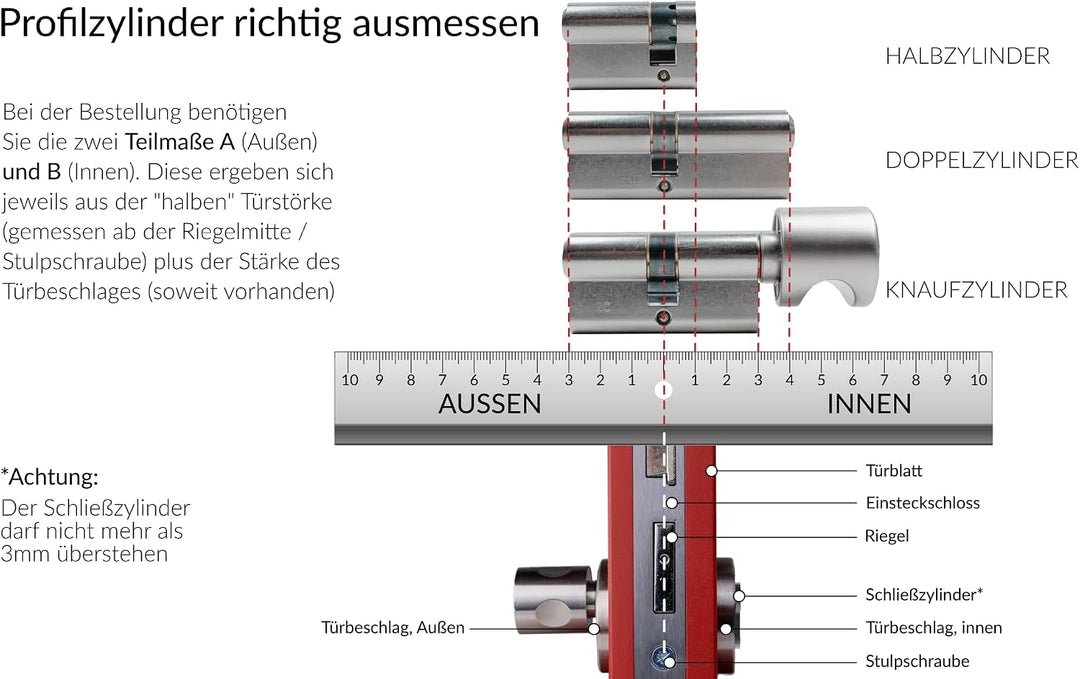 ABUS Vitess 2000 Knaufzylinder 40/50K mm | Profilzylinder Schliess-Zylinder mit Knauf | Bohrschutz &amp;