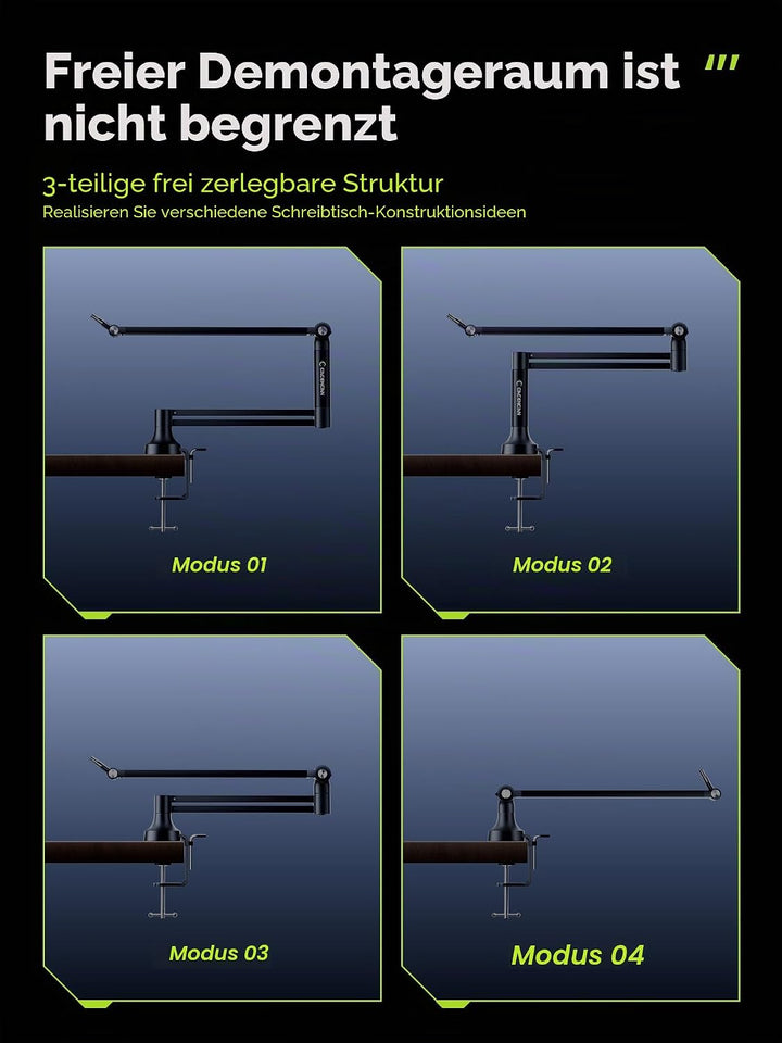 M05 Pro Galgenarm, 360° drehbarer Mikrofonständer mit Tischhalterung, faltbarer Schreibtisch-Mikrofo