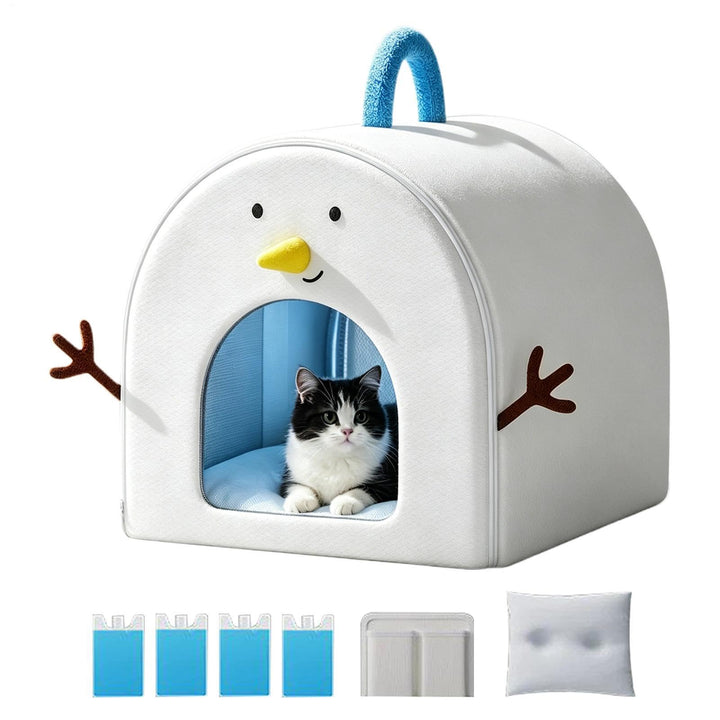 Kühlhaus für Katzen im Sommer, wasserdicht, tragbar, mit 4 Eisbeuteln, Höhle für Katzen, heisse Somm