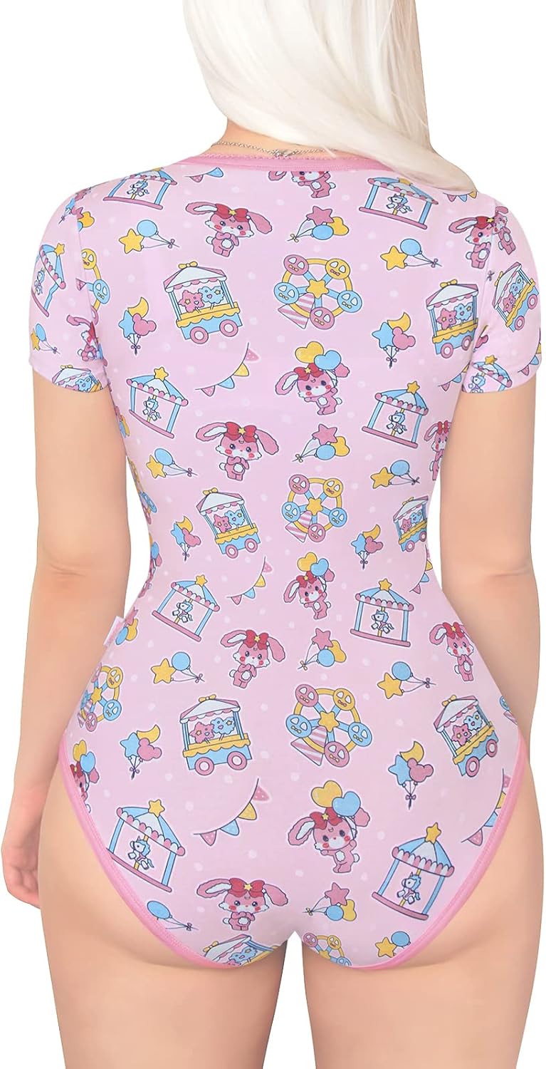 LittleForBig Baumwolle Strampler Onesie Pyjamas Bodysuit-Usagi Pastell Zirkus Strampler XXL Rosa, XX