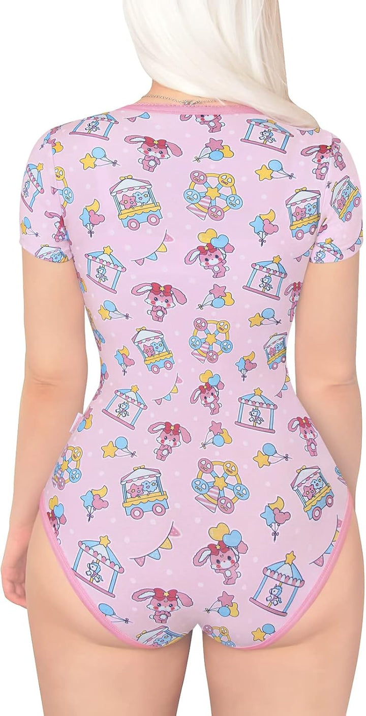 LittleForBig Baumwolle Strampler Onesie Pyjamas Bodysuit-Usagi Pastell Zirkus Strampler XXL Rosa, XX