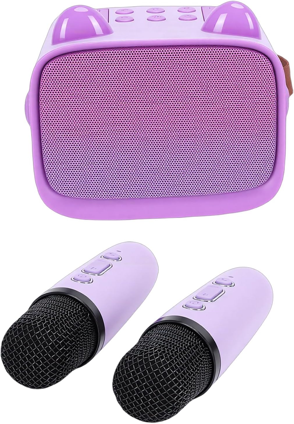 Drahtloses -Karaoke-Maschinenspielzeug, Tragbarer Mini-Lautsprecher mit 2 Mikrofonen für Lustiges Pa