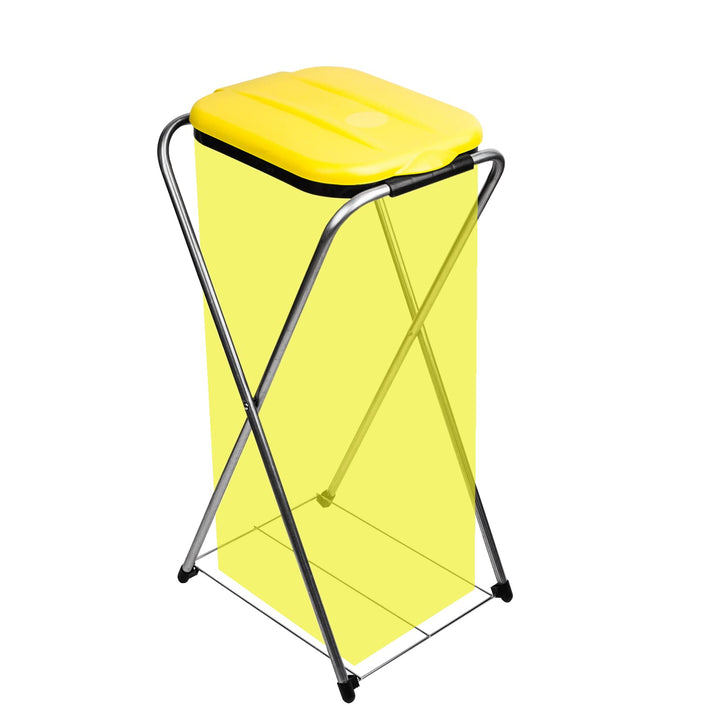 BigDean Müllsackständer EasyFix GELB 120L - Müllbeutelhalter mit Gitterboden - Müllsackhalter Metall