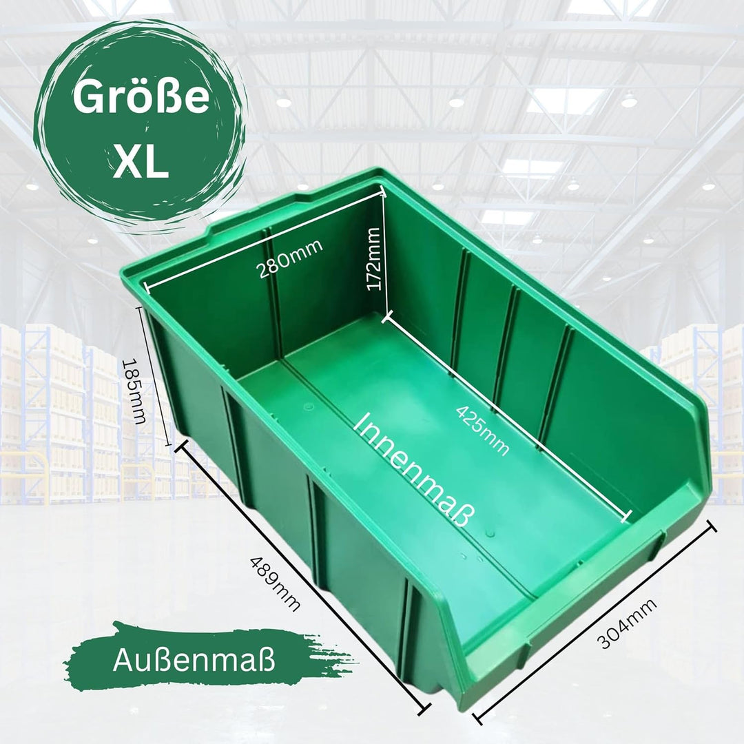 RODOPI 9er Set Stapelboxen, Grösse XL | Sichtlagerkästen 489x304x185mm | Robuste Lagerboxen für Werk