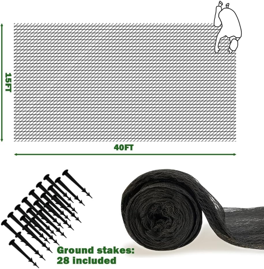 Teichnetz für Blätter, 4,5 x 12,2 m, Teichnetz mit kleinem, feinem Netz, schützt Koi-Fische vor Vöge