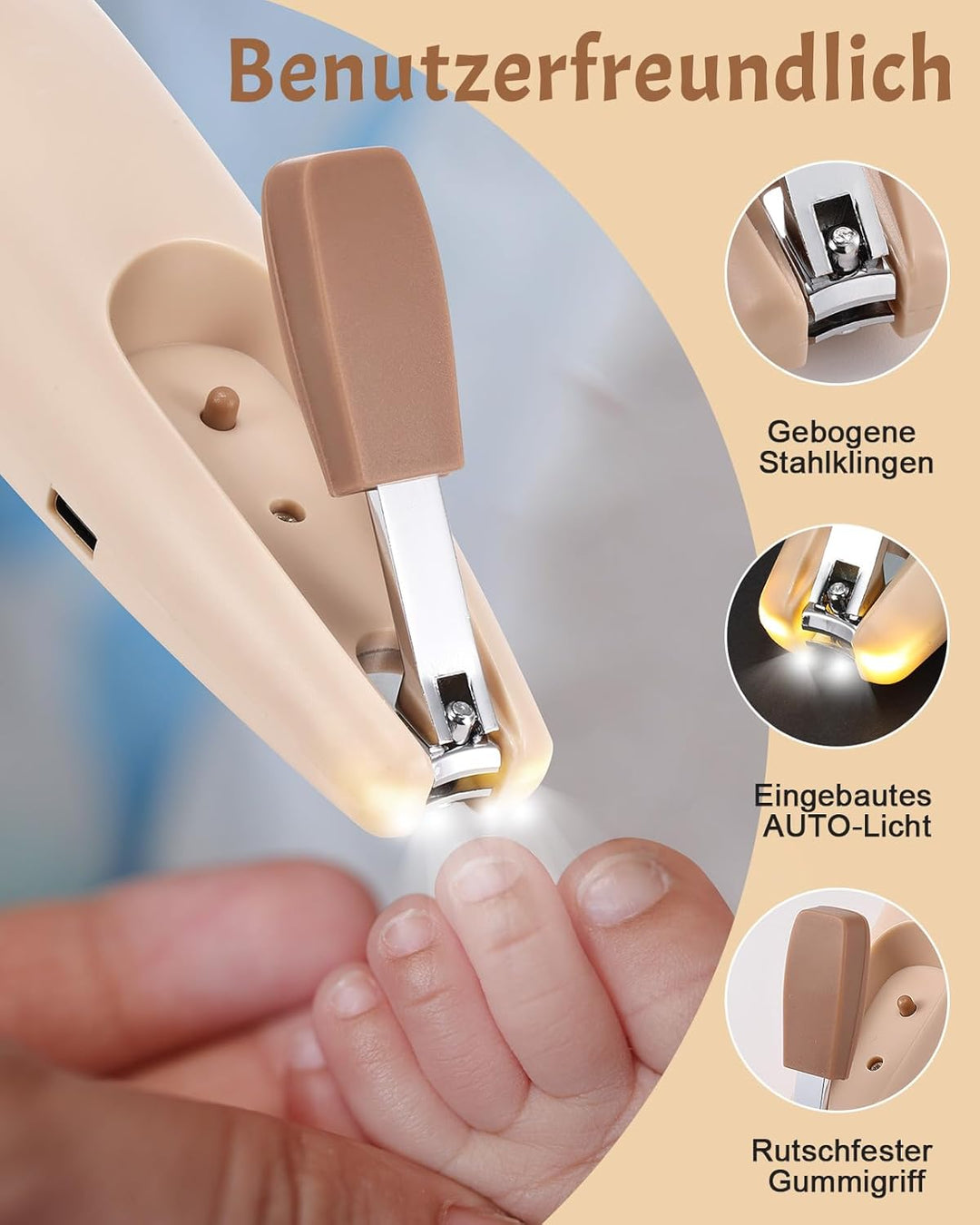 Lictin Baby Nagelfeile Elektrisch, Elektrische Nagelfeile mit 6 Schleifkopf, 26 in 1 Baby Nagelset m