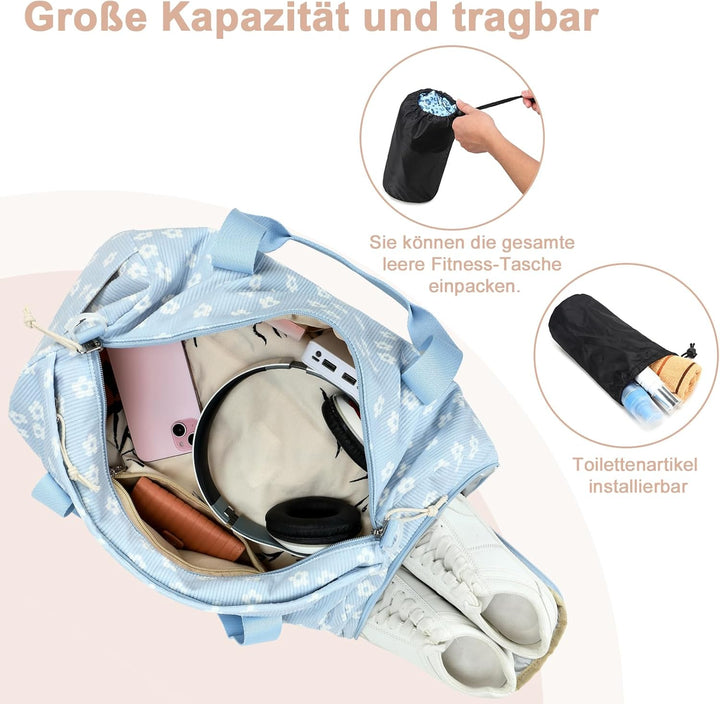 Sporttasche Kinder Schwimmtasche Jungen Damen mit Schuhfach und Nassfach Badetasche Teenager Kleine