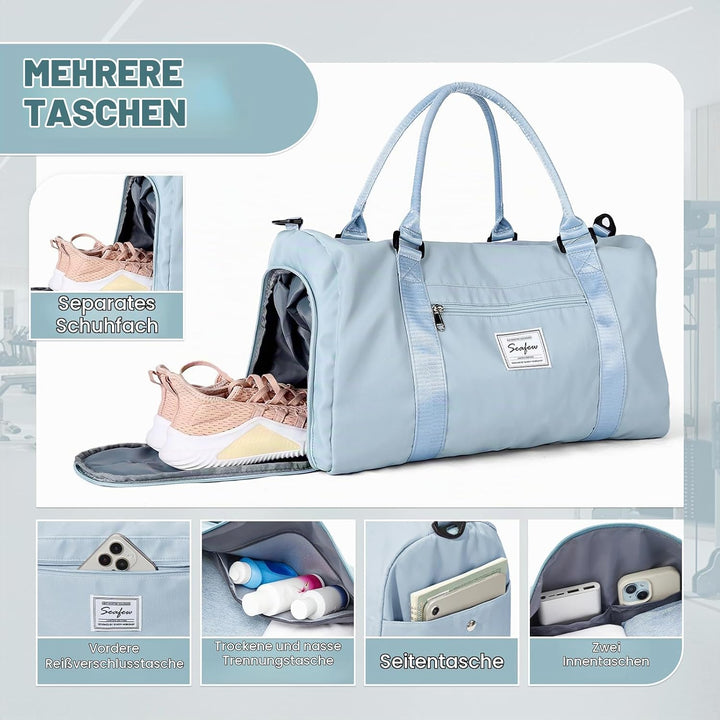 Sport Duffel Bag Damen Herren Sporttasche mit Schuhfach &amp; Nassfach Reisetasche Handgepäck Tasche Spo
