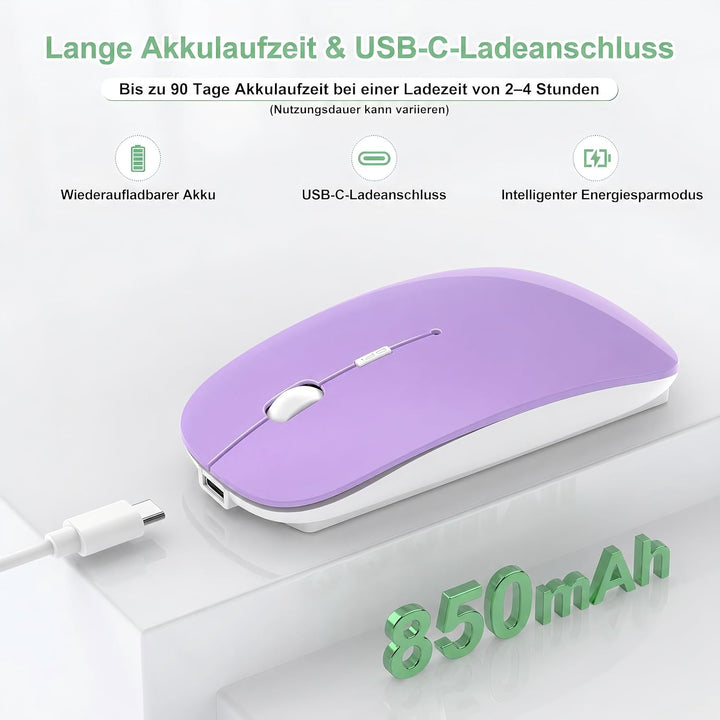 Bluetooth Maus Kabellose, Wiederaufladbare Maus für MacBook Air iPad PC Laptop Computer, Tragbare Sc