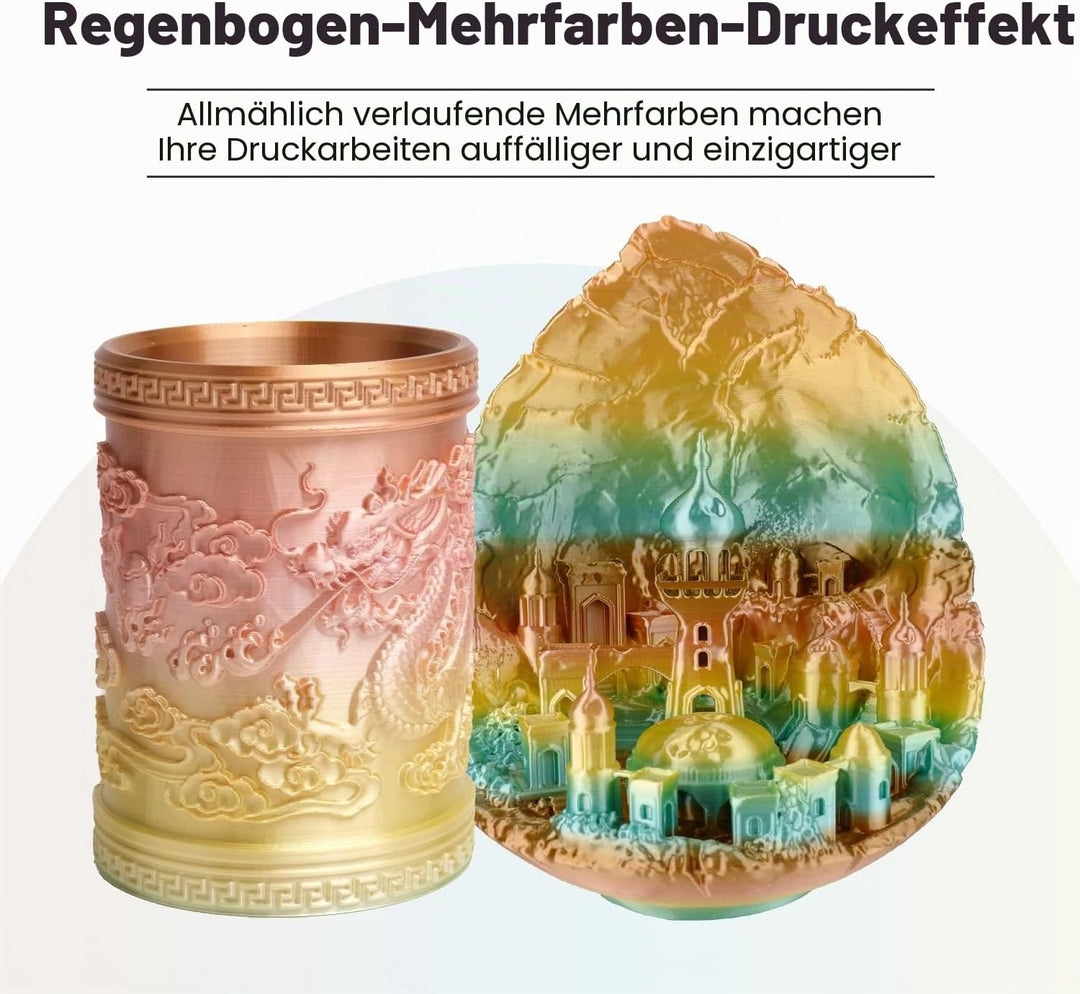 eSUN PLA Metall Regenbogen Seide Filament 1,75 mm, seidig, mehrfarbig, 3D-Drucker PLA-Filament, 1 kg