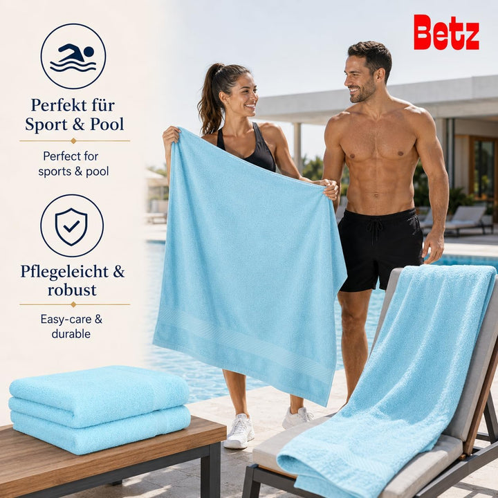 Betz 4 Stück Duschtücher Set Palermo Grösse 70x140 cm 100% Baumwolle Badetuch Duschhandtuch Sporthan