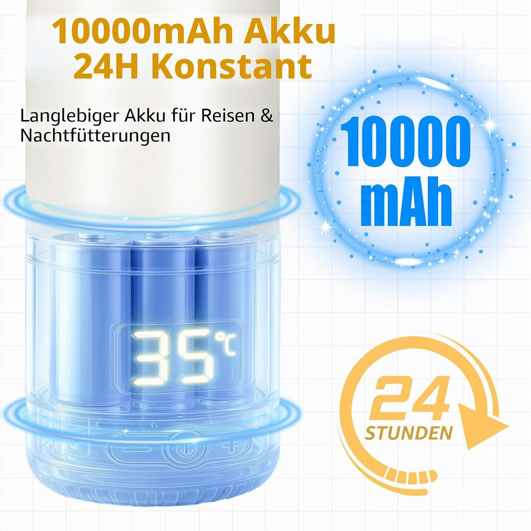 Tragbarer Flaschenwärmer Baby Unterwegs - Grosse 500ml Kapazität, Pasteurisierung, Kindersicherung g
