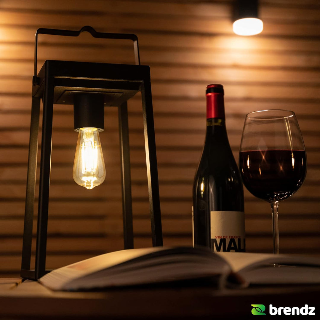 Brendz Tischlampe Solar Outdoor, Solar laterne für Aussen IP44, Akku aufladbar über USB-C, Gartendek