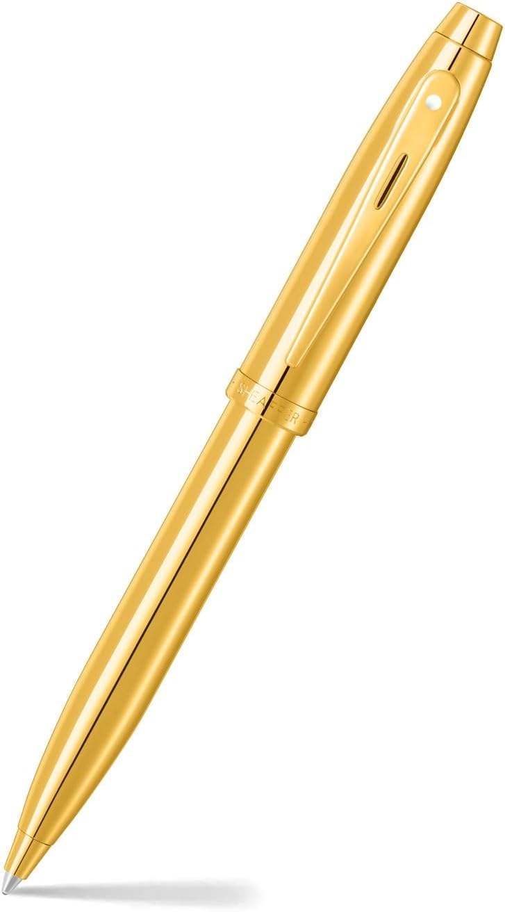 Sheaffer 100 9372 Glänzender PVD-Gold-Kugelschreiber mit PVD-Goldrand, Kugelschreiber