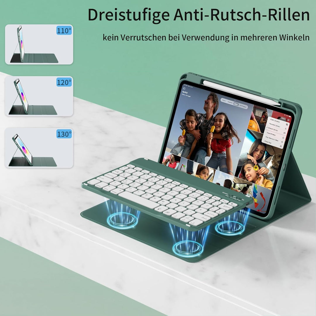 Hülle mit Tastatur für iPad A16 11. / 10. Generation (11 Zoll 2025/10,9 Zoll 2022) mit Stifthalter,