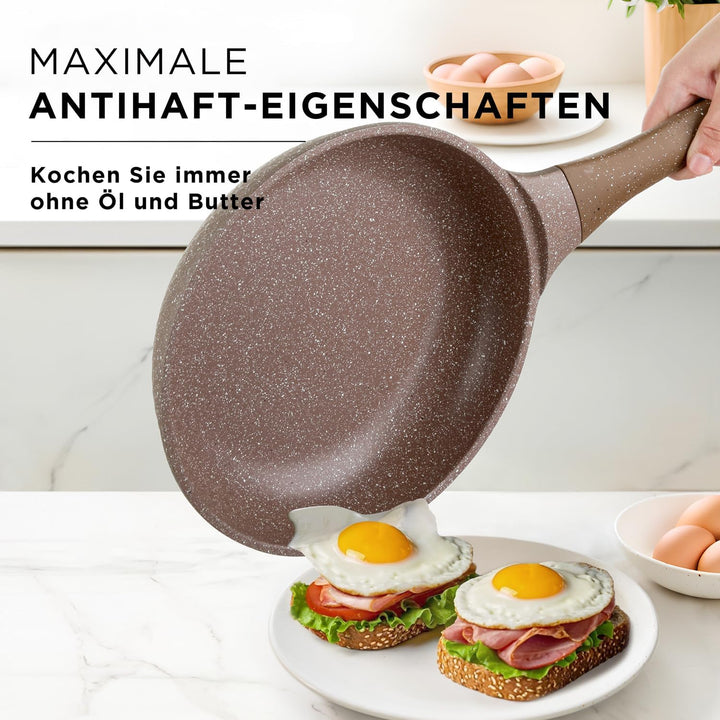 KASANOVA Antihaft-Topfset 0% Fett, Induktionskochgeschirr für alle Kochfelder, Pfannen- und Topfset