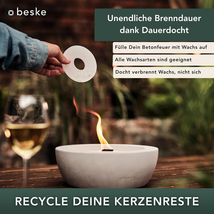 Original Betonfeuer Set inkl. Ständer Löschbrett und Nachfüllwachs | Pulverbeschichteter Ständer | H