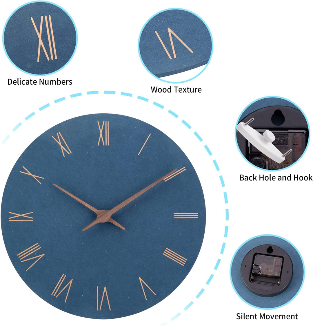 ACCSHINE MDF Holz Wanduhr Ohne TickgeräUsche Lautlos Modern 30cm Quarz Gross Batterie Betriebene Wan