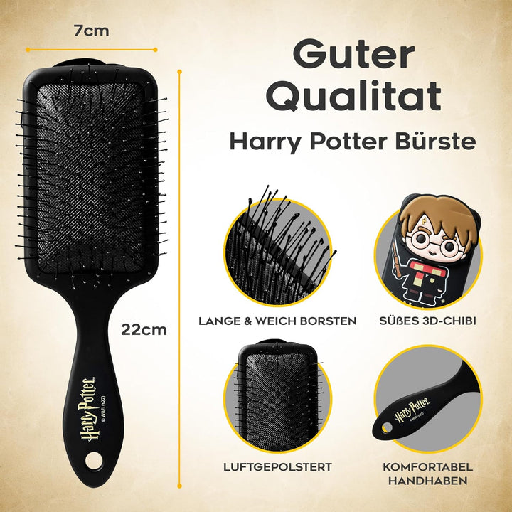 Harry Potter Haarbürste, Chibi-Style Harry Potter Hair Brush, No-Pull Entwirrbürste mit luftgepolste