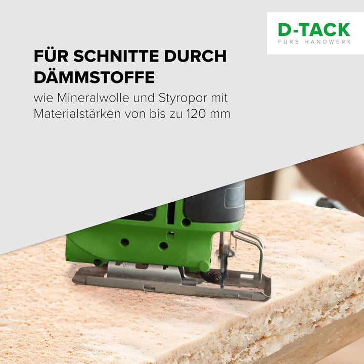 D-TACK Stichsägeblatt Dämmstoffe | 180 x 9,8 mm | 5 Stück | Für Schnitte durch Dämmstoffe wie Minera