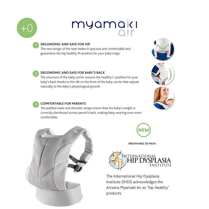 Chicco Babytrage Myamaki Air, ergonomisch und sicher für Babys Hüfte und Rücken, atmungsaktives 3D-G