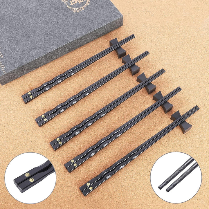 Youda Essstäbchen Wiederverwendbare Chinesische Japanische Alloy Essstäbchen mit Halter, Spülmaschin