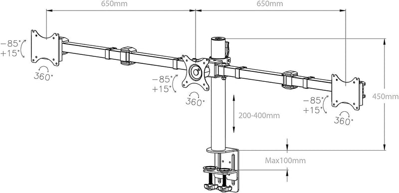 Thingy Club, verstellbarer Computermonitorarm / Halterung / Stütze Triple Monitors, Triple Monitors