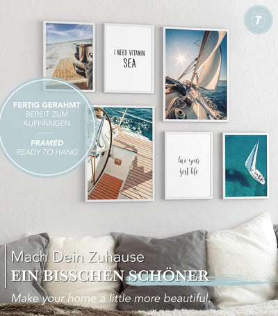 Papierschmiede® Mood Poster Set Segeln, Gerahmte Bilder (Rahmen: Farbe wählbar), Wohnzimmer Deko Sch