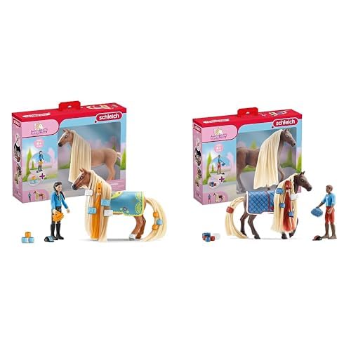 SCHLEICH 42585 Kim & Caramelo Starter Set, für Kinder ab 4+ Jahren & 42586 Leo & Rocky Starter Set,