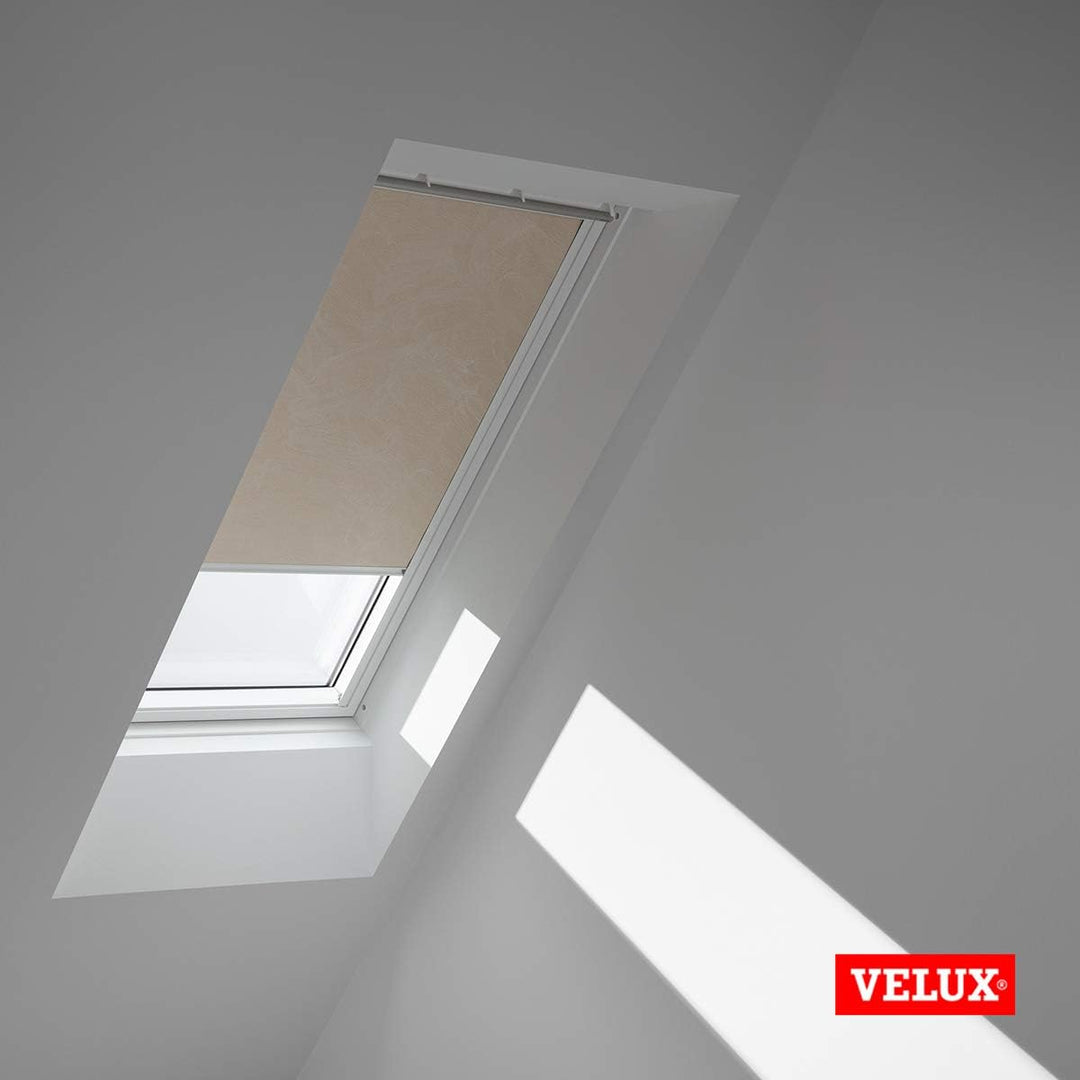 VELUX Original Dachfenster Verdunkelungsrollo für CK06, Sandbeige Gepunktet, mit Weisser Führungssch