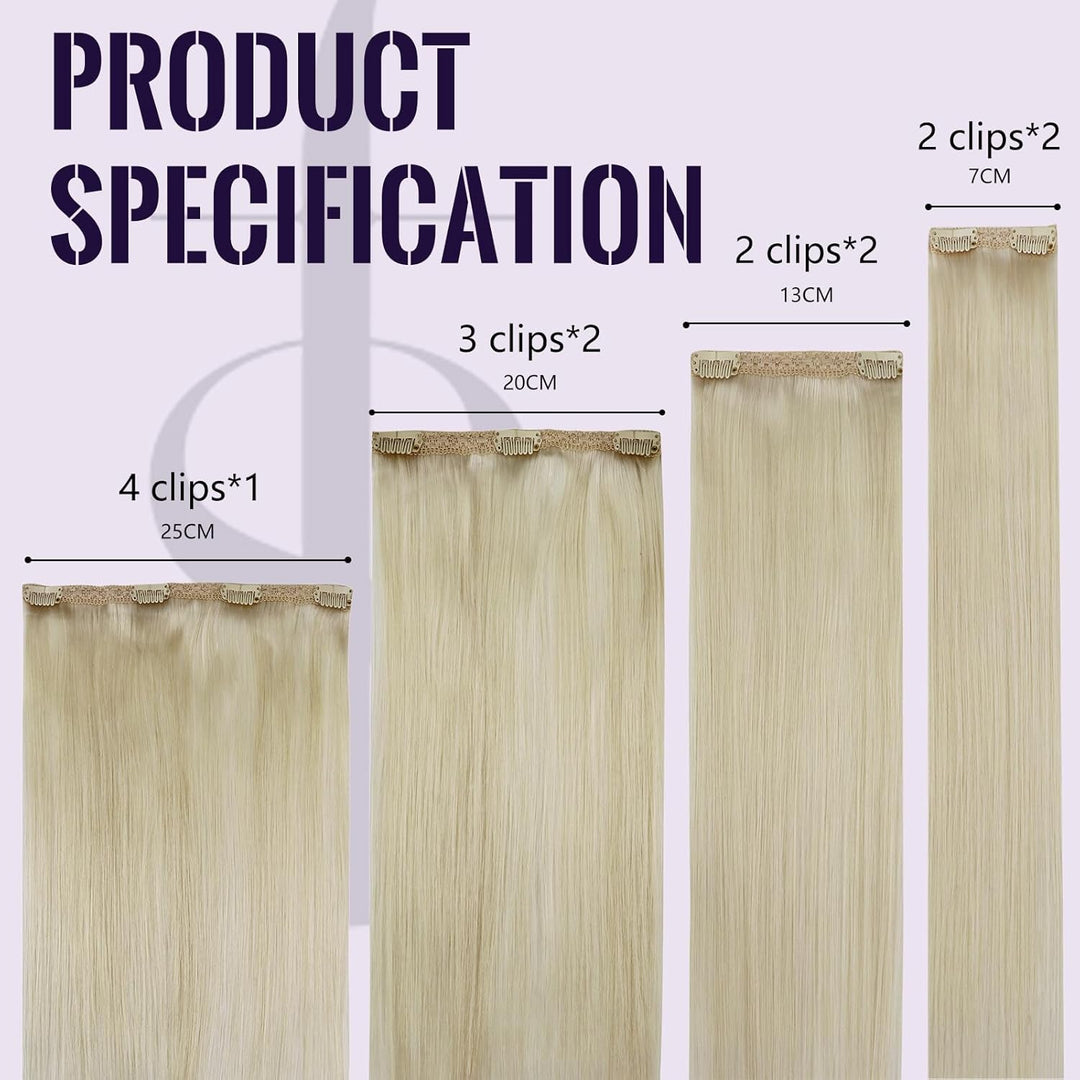 Fshine Clip in Extensions Echthaar Weissblond 35cm 120g Glatt Haar Extension Echthaar Clip in Haarve