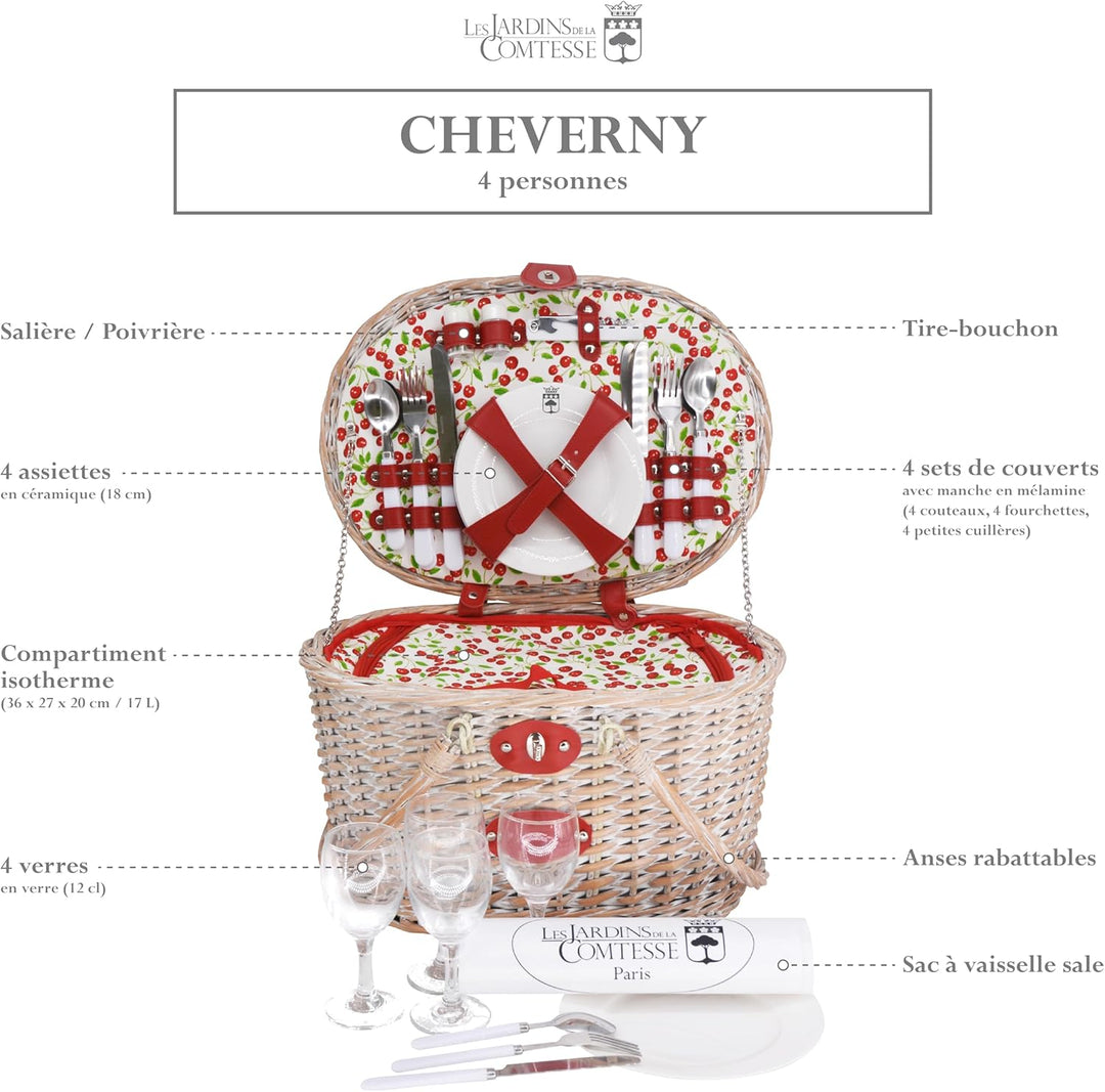 Picknick-Korb Cheverny - Praktisch und solide - 44 x 31 x 24 cm - Aus hochwertigem Geflecht