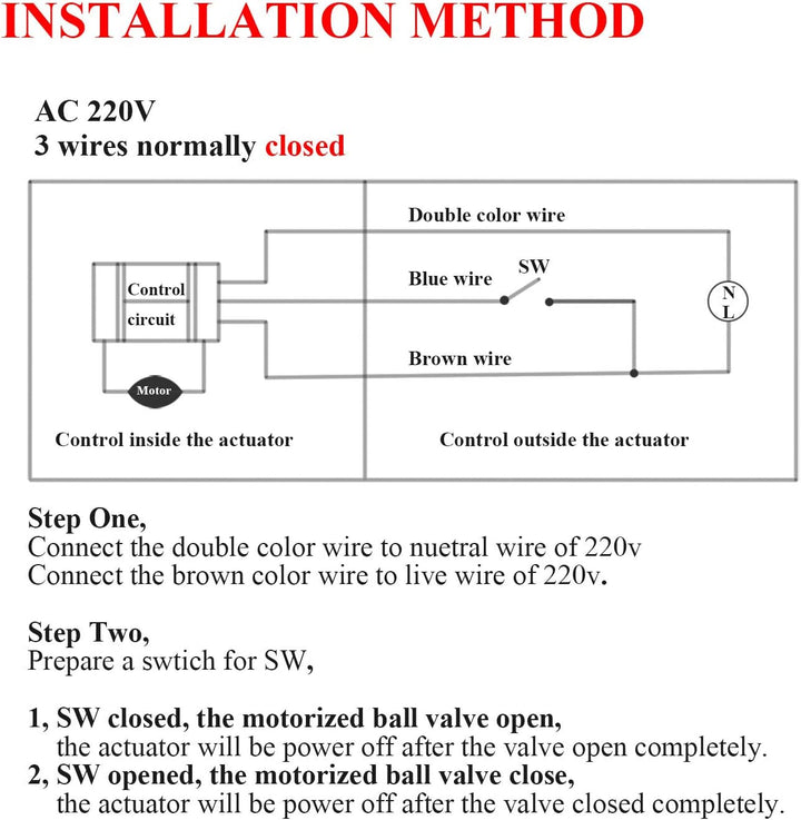 2-Wege-Ventil, motorisiert, Elektromotor, normalerweise geschlossen, 220 V, 1/2 3/4 1 1-1/4 1-1/2 2