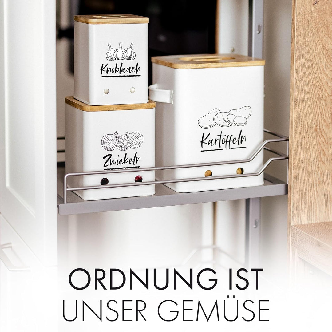 Kartoffel Aufbewahrungsbox [3er Set] - Ein echter Hingucker in deiner Küche! - Schaffe Ordnung mit d