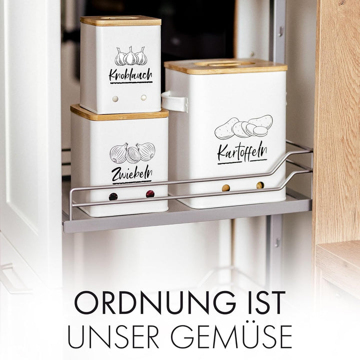 Kartoffel Aufbewahrungsbox [3er Set] - Ein echter Hingucker in deiner Küche! - Schaffe Ordnung mit d