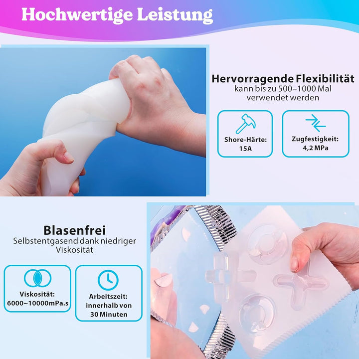 LET'S RESIN Flüssiges Silikon Kautschuk, 580g Lichtdurchlässiger Silikon, Abformsilikon, 1: 1 Verhäl