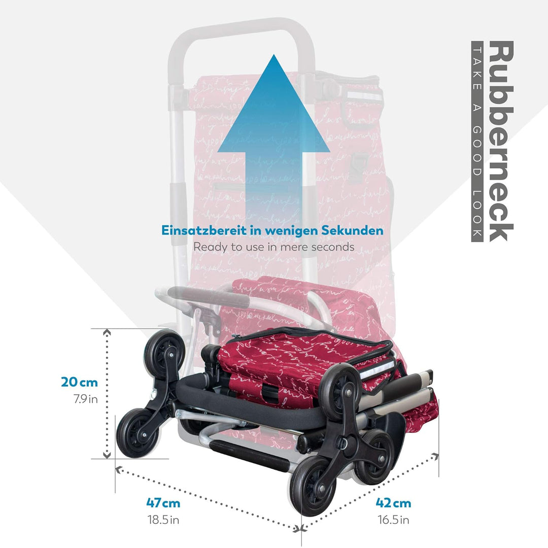 Rubberneck Einkaufstrolley - Klappbarer Einkaufswagen - Kühlfach - Höhenverstellbarer Griff - Rot, R