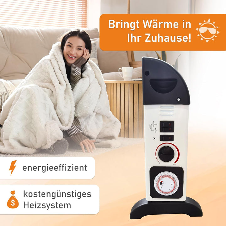 LEMODO Elektroheizung | Mobile Konvektor Heizung | Elektrische Heizung mit 3 Leistungsstufen (750W /
