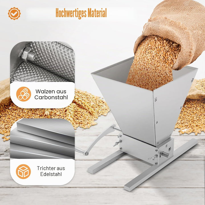 Manuelle Getreidemühle, 4L Handgetreidemühle Zerkleinerer für Getreide Futter, 2 Rollen Verstellbare