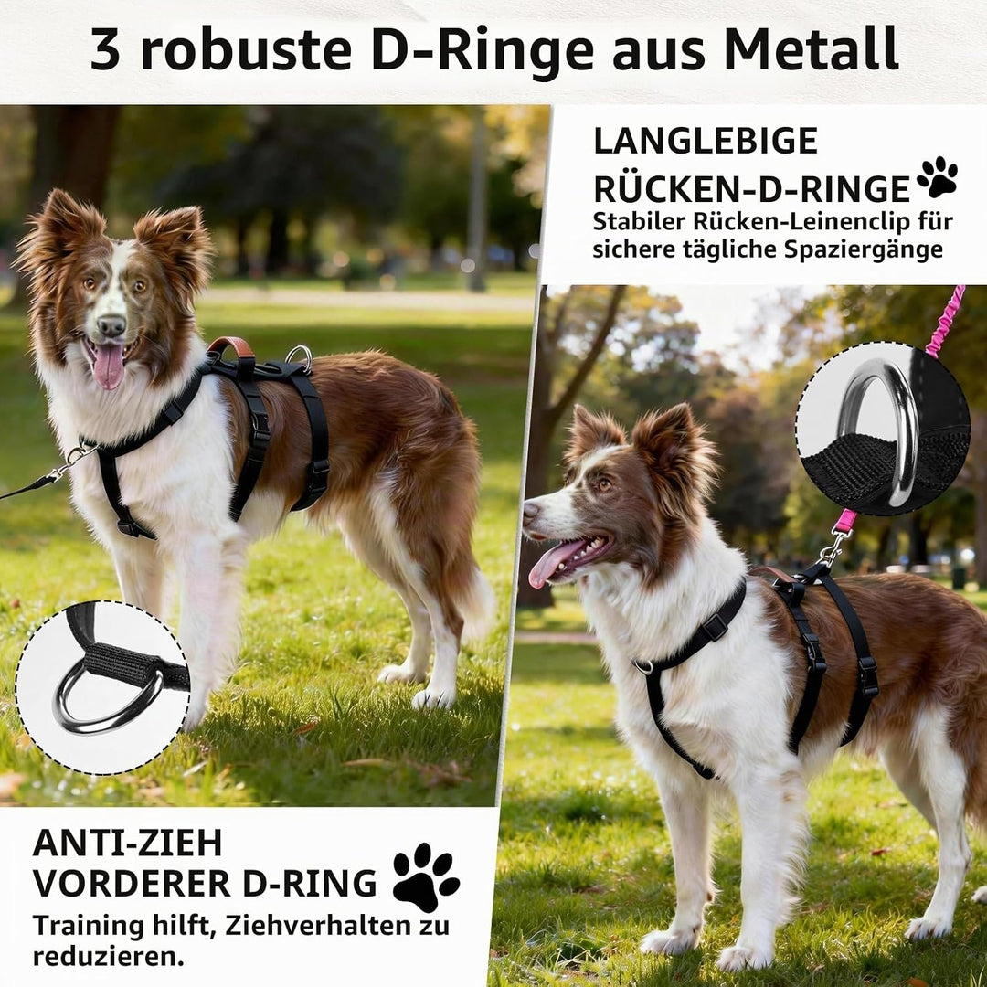 Hundegeschirr Ausbruchsicher, Anti Zug Sicherheitsgeschirr Hund, Verstellbare Brustgeschirr mit Gepo