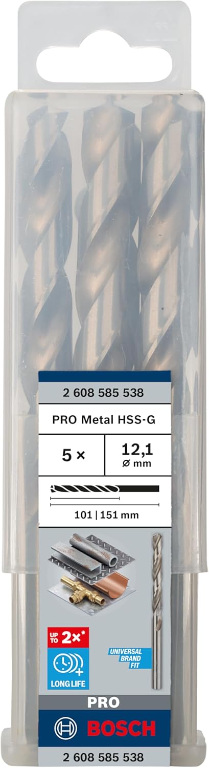 Bosch Professional Metallbohrer HSS-G geschliffen (5 Stück, Ø 12,1mm) Durchmesser: 12.1/Gesamtlänge