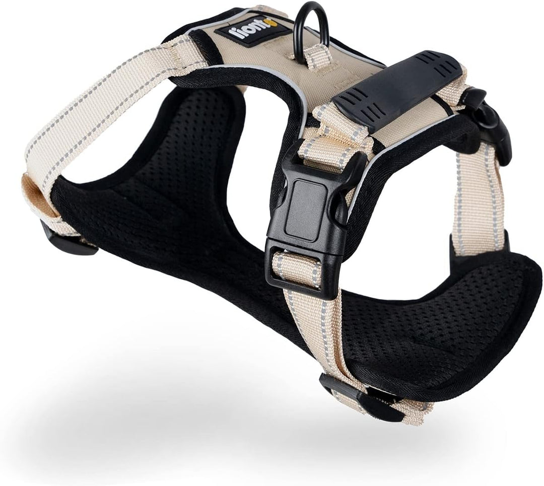 lionto Hundegeschirr gepolstert aus weichem Nylon, Grösse M, reflektierendes Anti Zug Geschirr für H