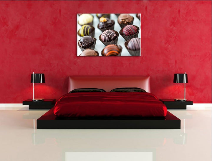 Pixxprint Süsse Pralinen Format: 100x70 auf Leinwand, XXL riesige Bilder fertig gerahmt mit Keilrahm