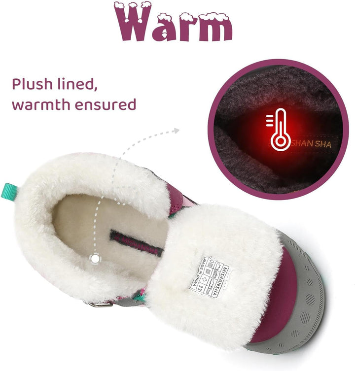 Mishansha Kinder Winterschuhe Warm Gefüttert Winterstiefel Jungen Mädchen Schneestiefel Outdoor ruts