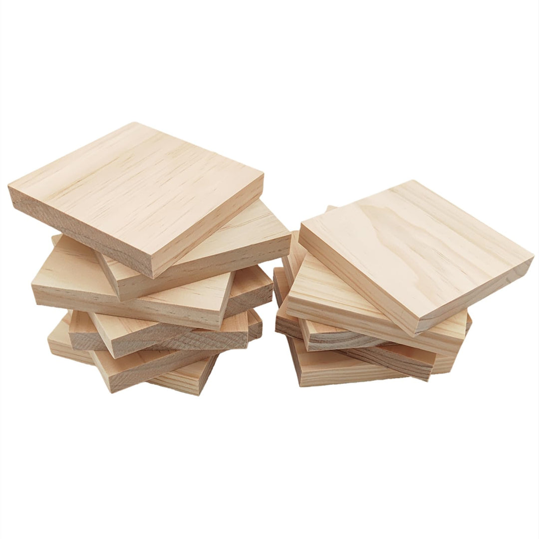 Unlackierte quadratische Holzblöcke zum Basteln, 10 x 10 x 1,5 cm, blanko, Kiefernholzbretter für Ho