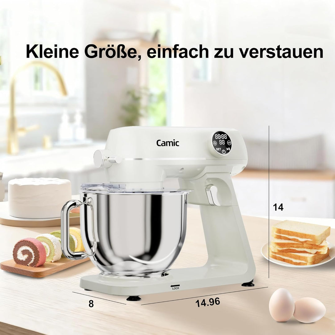 Camic Küchenmaschine 1800W, 8L Knetmaschine aus Vollmetall mit 10 Stufen, digitaler Touchscreen, Tim