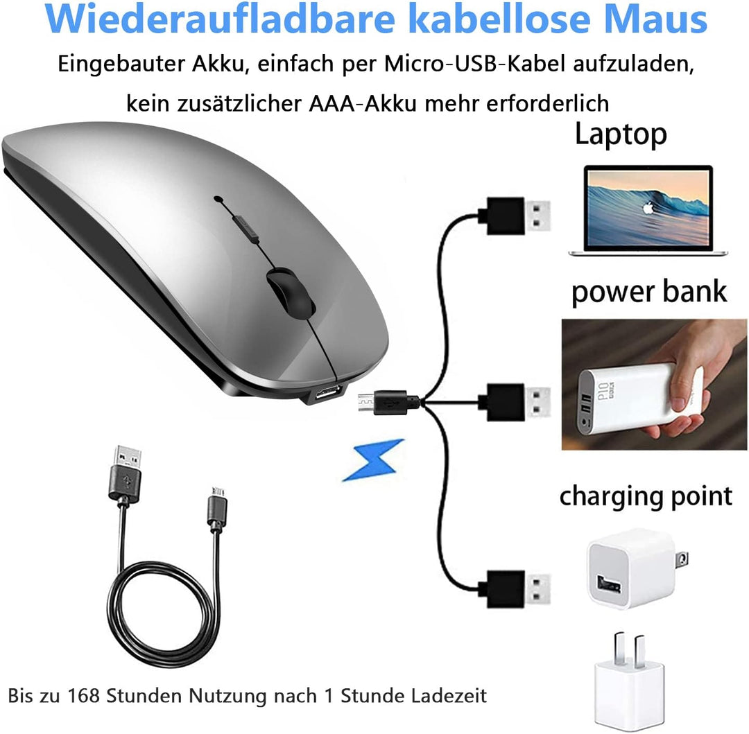 Kabellose Bluetooth Maus für MacBook Pro/Air/Mac/iPad/Laptop/Desktop/Mac/PC/Computer/Telefon - Tragb