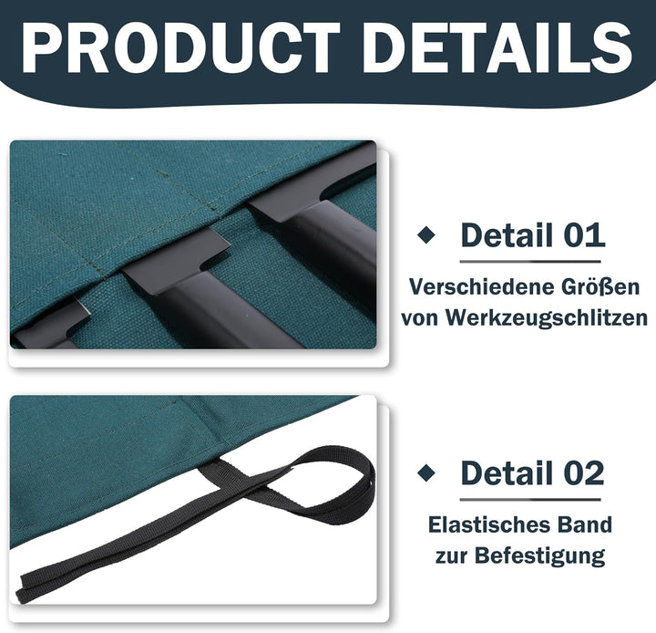 Kaaltisy Gewachstes Canvas-Messer-Rolltasche, Rolltasche Kochmesser, Messerrolle, Messertasche, Dunk