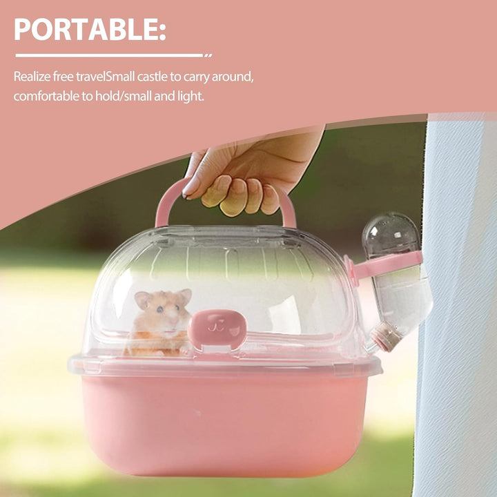 Hamster Transportbox mit Wasserflasche, Tragbarer Hamster mit bequemer Griff, 20 L x 18 B x 19 H cm,