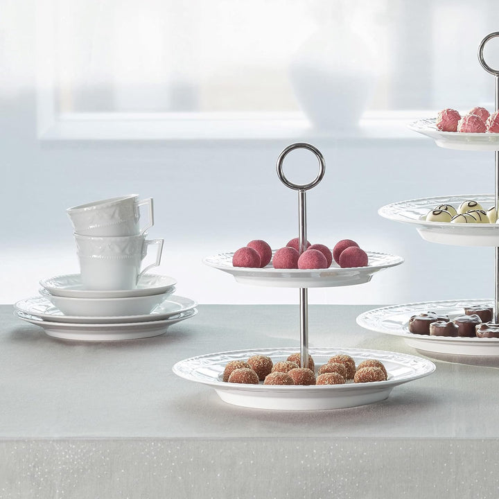 KPM Berlin KURLAND Espresso-Set 4 tlg, Porzellan, Espressotassen mit Untertassen, handmade, weiss Kl